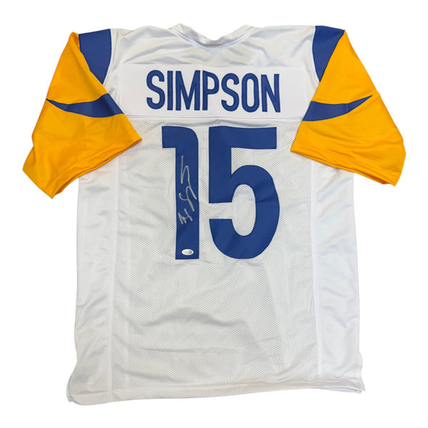 Ty Simpson Autographed Los Angeles Rams White Custom Jersey- JSA