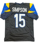 Ty Simpson Autographed Los Angeles Rams Black Custom Jersey- JSA