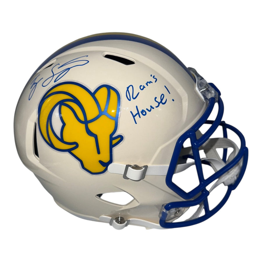 Ty Simpson Autographed Los Angeles Rams Riddell Retro Full Size Replica Helmet with "Rams House!" Inscription- JSA Authentic