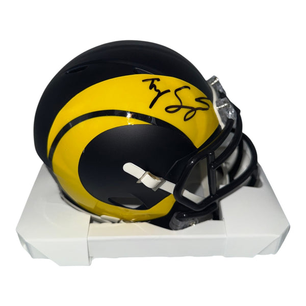 Ty Simpson Autographed Los Angeles Rams Riddell Rivalry Mini Helmet- JSA Authentic