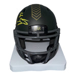 Ty Simpson Autographed Los Angeles Rams Riddell Green Salute to Service Mini Helmet- JSA Authentic