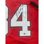 Ladd McConkey Autographed Georgia Bulldogs Red Custom Jersey- Beckett Authentic