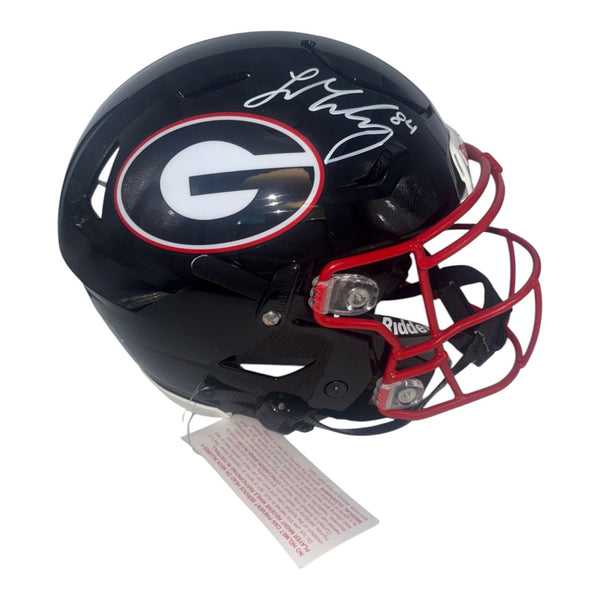 Ladd McConkey Autographed Georgia Bulldogs Riddell Black Speedflex Authentic Helmet- Beckett Authentic