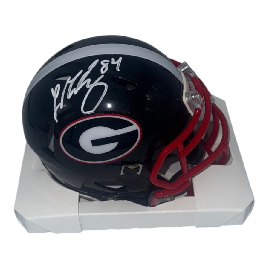 Ladd McConkey Autographed Georgia Bulldogs Riddell Black Mini Helmet- Beckett Authentic