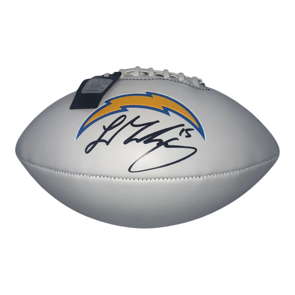 Ladd McConkey Autographed Los Angeles Chargers White Panel Football- Beckett Authentic