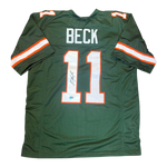 Carson Beck Autographed Miami Hurricanes Green Custom Jersey- Beckett