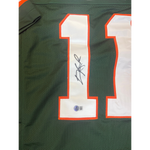 Carson Beck Autographed Miami Hurricanes Green Custom Jersey- Beckett