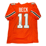 Carson Beck Autographed Miami Hurricanes Orange Custom Jersey- Beckett