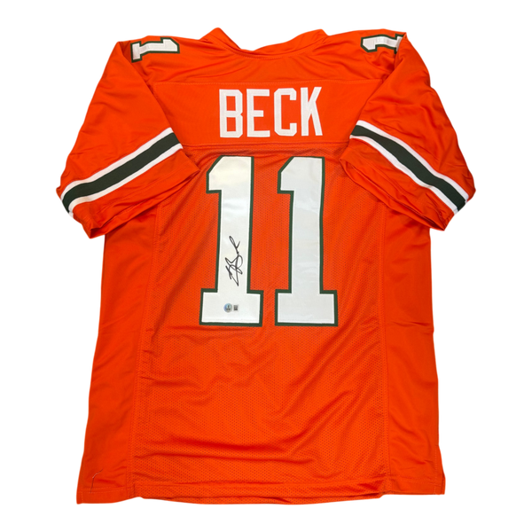 Carson Beck Autographed Miami Hurricanes Orange Custom Jersey- Beckett