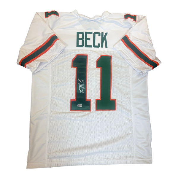 Carson Beck Autographed Miami Hurricanes White Custom Jersey- Beckett