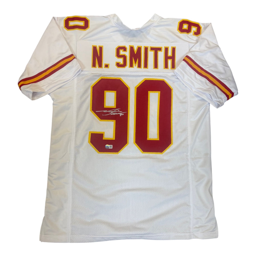 Neil Smith Autographed Kansas City Chiefs Custom White Jersey - Beckett