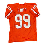 Warren Sapp Autographed Tampa Bay Buccaneers Creamsicle Custom Jersey with "HOF 2013" Inscription- Beckett