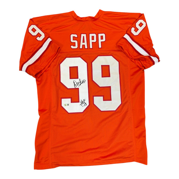 Warren Sapp Autographed Tampa Bay Buccaneers Creamsicle Custom Jersey with "HOF 2013" Inscription- Beckett