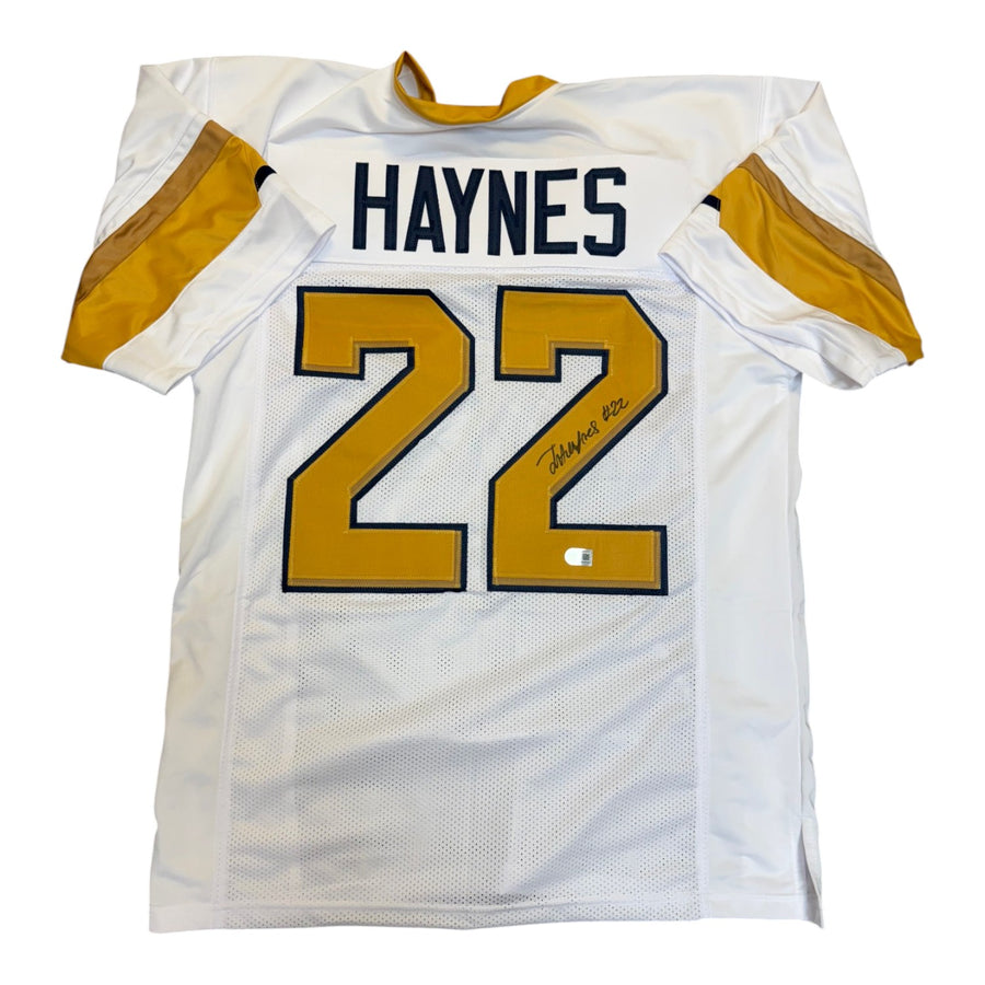 Justice Haynes Autographed Georgia Tech White Custom Jersey- Beckett