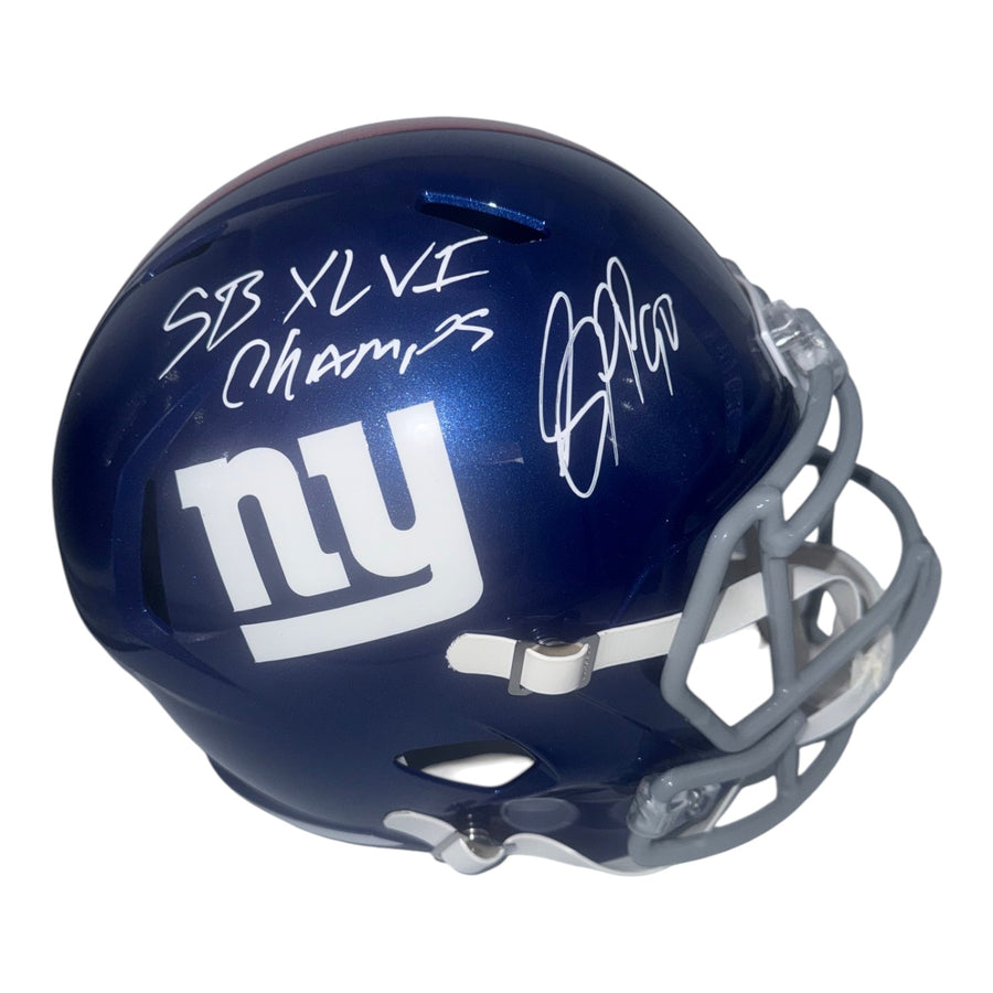 Jason Pierre-Paul Autographed New York Giants Riddell Full Size Speed Replica Helmet with "SB XLVI Champs" Inscription- JSA Authentic