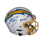 Ladd McConkey Autographed Los Angeles Chargers Riddell Speedflex Full Size Helmet-w/BTFU Inscription Beckett