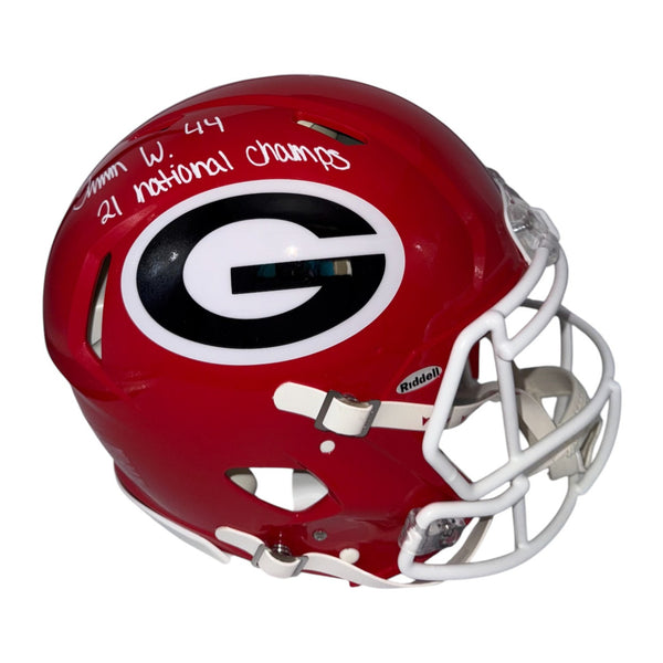 Travon Walker Autographed Georgia Bulldogs Riddell Speed Authentic Full Size Helmet with "21 National Champs" Inscription - Beckett Authentic