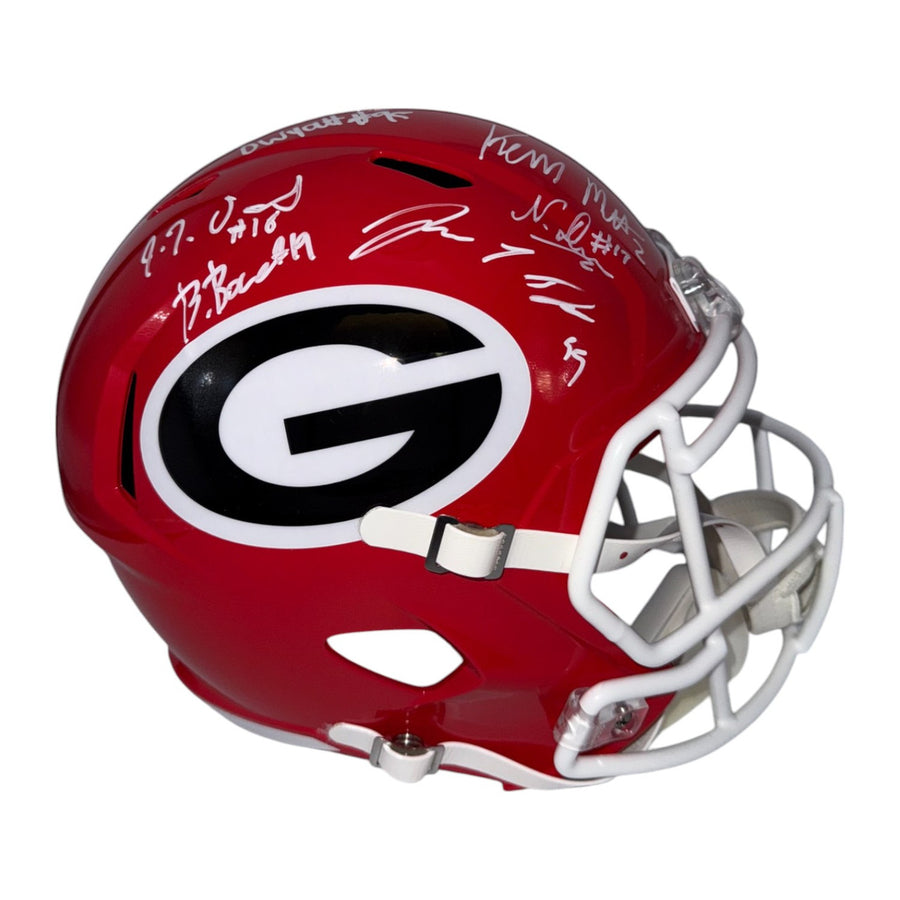 2021 Georgia Bulldogs Team Signed Riddell Full Size Replica Helmet with 6 Signatures - Seller Authentic