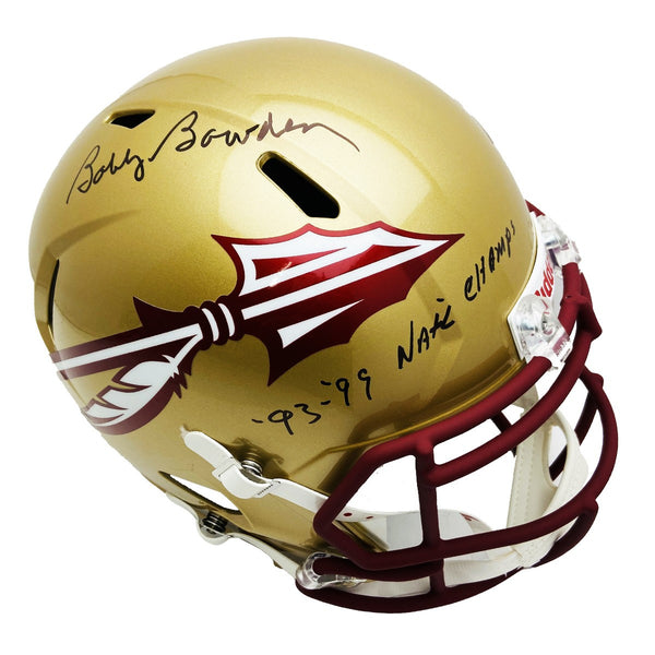 Bobby Bowden Signed FSU Rep Speed F/S Helmet w/93-99 Natl Champs Inscription