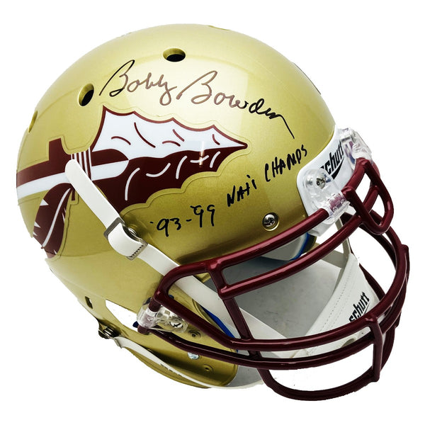 Bobby Bowden Signed FSU Gold Schutt Helmet '93-'99 Champs Inscription - PSA/DNA