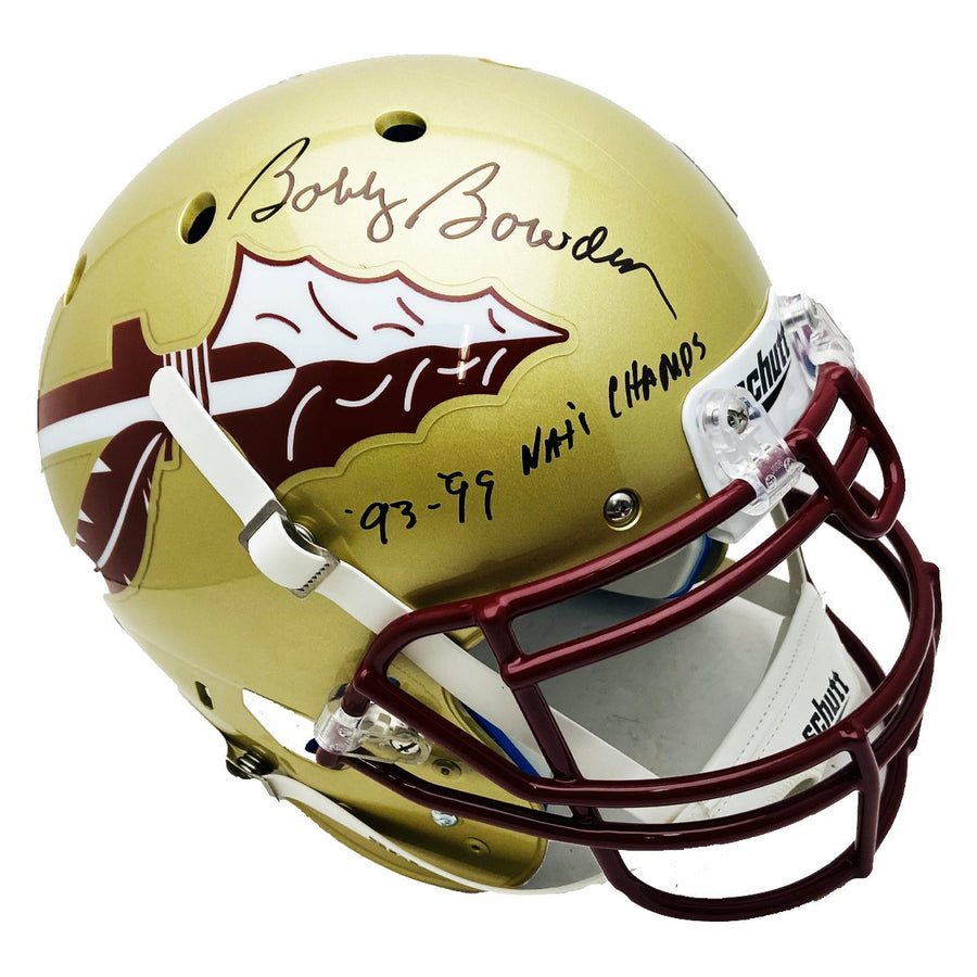 Bobby Bowden Signed FSU Gold Schutt Helmet '93-'99 Champs Inscription - PSA/DNA