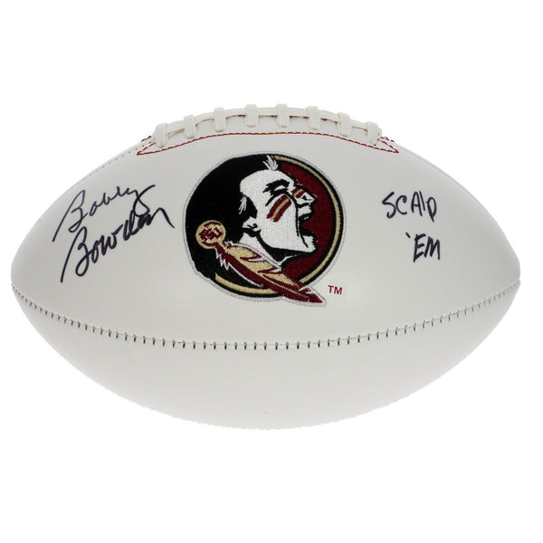 Bobby Bowden Signed FSU White Panel Football - Scalp Em Inscription - PSA