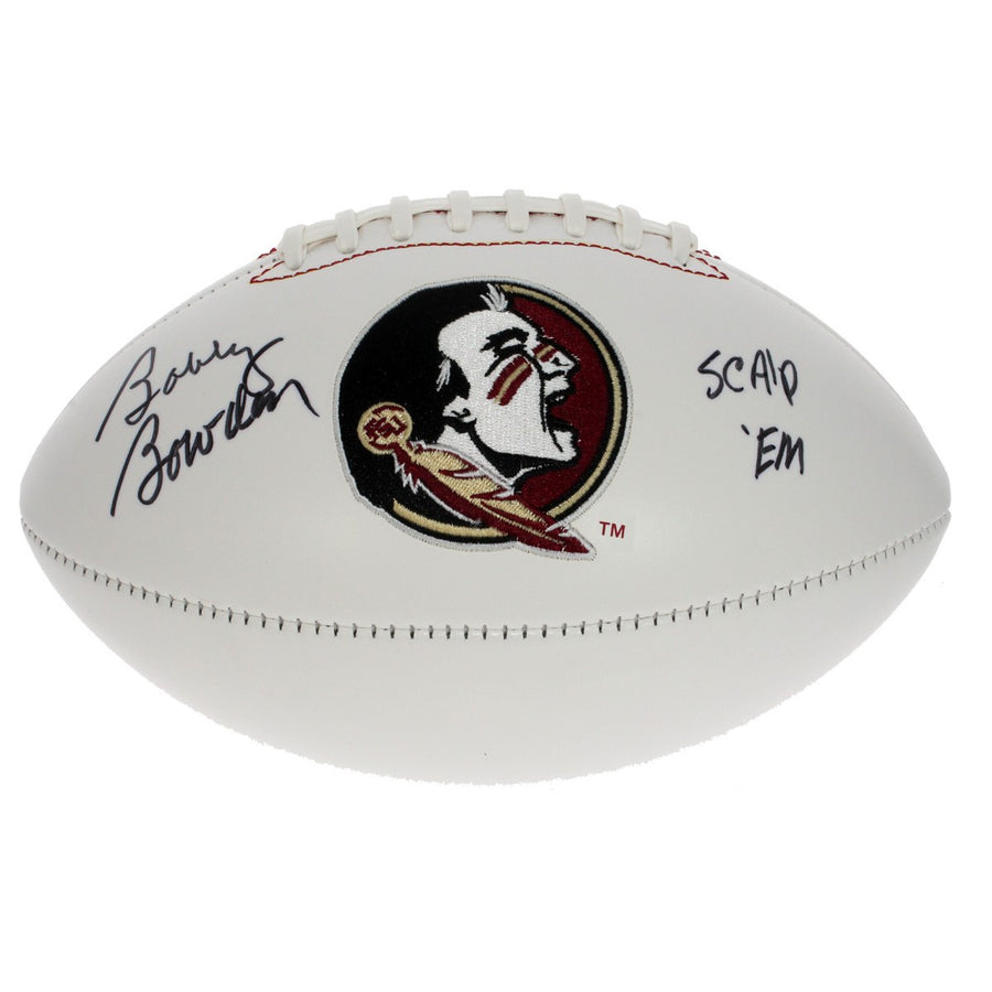 Bobby Bowden Signed FSU White Panel Football - Scalp Em Inscription - PSA