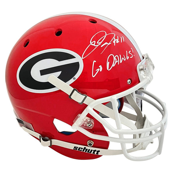 Jake Fromm Signed Schutt F/S Rep Helmet with Go Dawgs! signed in White - BAS