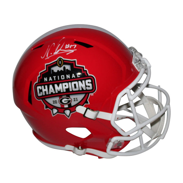 Nakobe Dean Signed Georgia Bulldogs 2021 Natl Champ  Speed F/S Rep Helmet - BAS