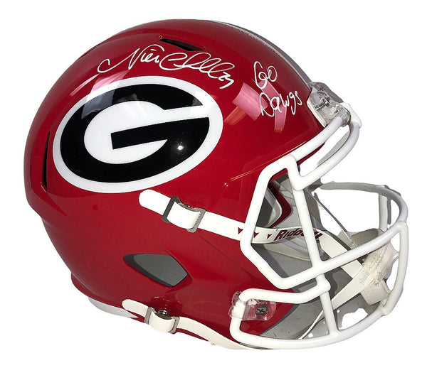 Nick Chubb Signed Georgia Bulldogs Riddell Speed F/S Rep Helmet w/Go Dawgs! -BAS