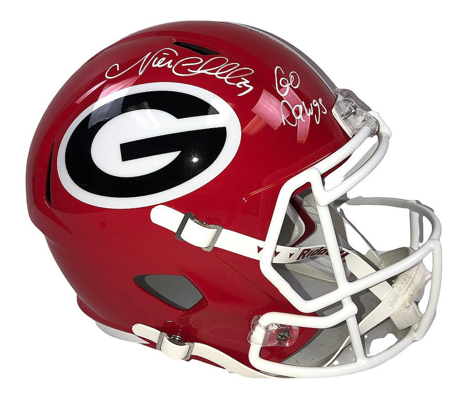 Nick Chubb Signed Georgia Bulldogs Riddell Speed F/S Rep Helmet w/Go Dawgs! -BAS