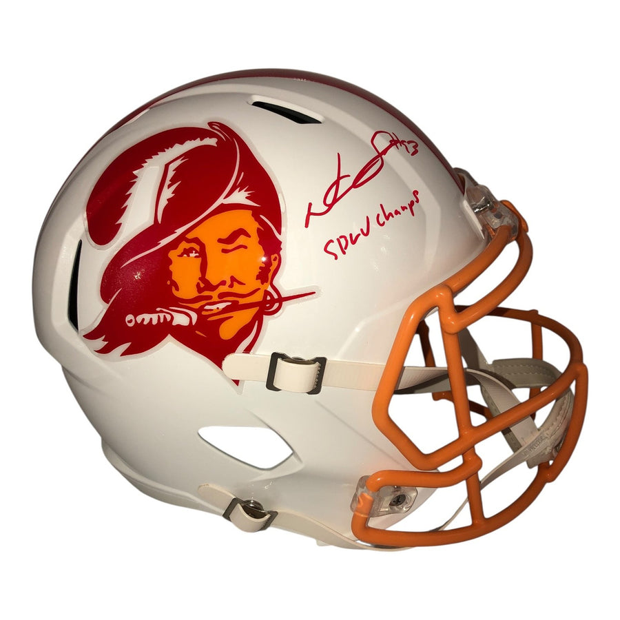 Ndamukong Suh Autographed Tampa Bay Buccaneers Riddell Full Size Creamsicle Helmet with "SB LV Champs" Inscription- Beckett